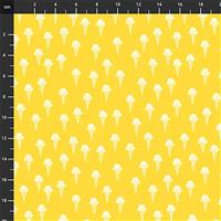 Squeeze Ice Cream Cones on Yellow Fabric 0.5m