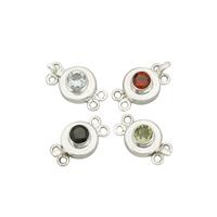 925 Sterling Silver 4pc Gemstone 2 Strand Clasp Bundle Approx 5mm (Including 2.44cts Garnet, Sky Blue Topaz, Peridot & Black Spinel)