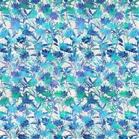 Jason Yenter Halcyon Multi Leaves Green Blue Fabric 0.5m
