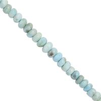 45cts Larimar Graduated Smooth Rondelles Approx 3x2 to 6x4mm, 20cm Strand
