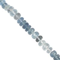 22cts Santa Maria Aquamarine Faceted Rondelle Approx 3x1 to 5.15x3mm 19cm Strand