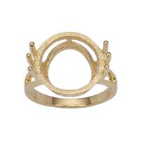 Gold Plated 925 Sterling Silver Ring Mount (To fit 15mm Gemstones)