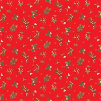 Makower Christmas Festive Foliage Scatter Red Fabric 0.5m 