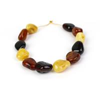 Baltic Multi Colour Amber Rough Beads Inc. Cognac, Cherry, Butterscotch. Approx 13x16 - 21x13mm, 20cm Strand