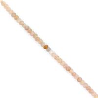 20cts Peach Moonstone Faceted Rondelles Approx 2x3mm, 38cm Strand