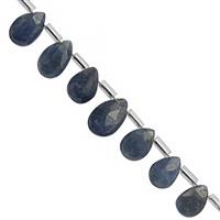23cts Blue Sapphire Faceted Pear Approx 6x4 To 10x6mm,10cm Strand With Spacer