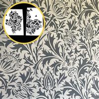 Exclusive - William Morris Thistle adhesive-backed wall stencil plus foam roller, Usual £51.50, Save £6.51