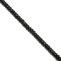 Type A 60cts Imperial Omphacite Black Jadeite Plain Rondelles, Approx. 4x6mm, 20cm Strand