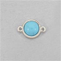 0.78cts Sleeping Beauty Turquoise Cabochon Round 6mm 925 Sterlng Silver Connector, Approx 12x8mm