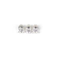 925 Sterling Silver Buddha Head Spacer Bead With Cubic Zirconia Approx 9x12mm (3pcs)