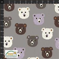Find The Woods Bears White Grey Fabric 0.5m