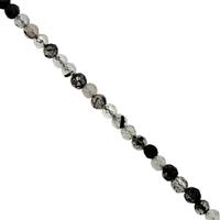 15cts Black Rutile Faceted Round Approx 2.25mm, 38cm Strand