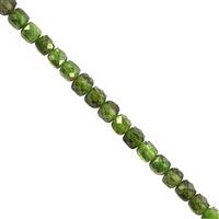 62cts Chrome Diopside Faceted Cube Approx 4mm, 38cm Strand