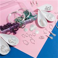 Silver Plated Copper Bumper Finding Kit (200pcs) Inc. 1800cts Multi Gemstones Small Nuggets (Approx 8.8m)