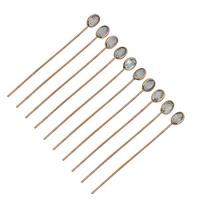 2.45cts Blue Topaz Rose Gold Flash Sterling Silver Head Pin Oval 4x3mm length 40mm and width 0.50mm (Pack of 10 Pcs.) 