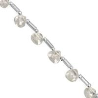 11cts White Zircon Faceted Heart Approx 5 to 7mm, 13cm Strand With Spacers