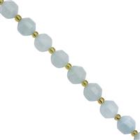 130cts Multi Aquamarine Faceted Satellite Cut Approx 8x7mm 38cm, Strand With Spacer