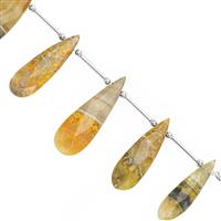 70Cts Bumble Bee Jasper Faceted Elongated Pear Approx 28x9 to 38x11mm, 10cm Strand With Spacers