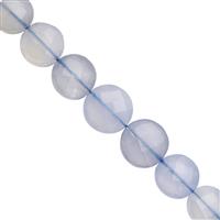 55cts Blue Chalcedony Faceted Coin Approx 8 to 12mm, 16cm Strand With Spacers