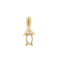 Gold Plated 925 Sterling Silver Oval Pendant Mount (To fit 6x4mm gemstone) Inc. 0.01cts White Zircon Brilliant Cut Round 1.10mm - 1 Pcs