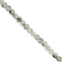 68cts Prehnite Faceted Cube Approx 4 to 4.50mm, 38cm Strand