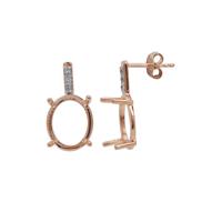 Rose Gold Plated 925 Sterling Silver Drop Earring Mounts With Topaz - 1 Pair (To fit 12x10mm Gemstones)