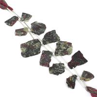 2 x 44cts Eudialyte Side Drilled Flat Irregular Approx 13x10mm to 27x16mm 11cm Strand