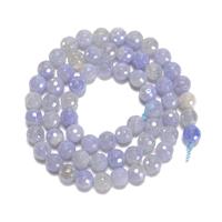 95cts Coated Skyblue Agate Faceted Rounds, Approx. 6mm, 38cm Strand