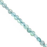 20cts Apatite Faceted Puffy Coins Approx 3.50 to 4mm, 30cm Strand