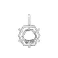 925 Sterling Silver Mount Collet With Loop (To Fit 9mm Senary Cut Gemstone)
