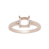 Rose Gold Plated 925 Sterling Silver Cushion Ring Mount (To fit 6mm gemstones) Inc. 0.03cts White Zircon Brilliant Cut Round 1.25mm - 1pcs