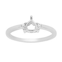 925 Sterling Silver Triangle Ring Mount (To fit 5x5mm gemstone) Inc. 0.05cts White Zircon Brilliant Cut Round 1.50mm - 1pcs