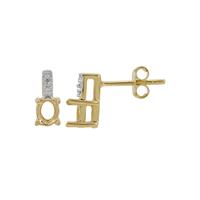 Gold Plated 925 Sterling Silver Oval Earring Mount With White Zircon Drop (To fit 5x4mm Gemstone) - 1 Pair