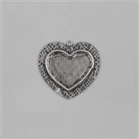 ICE Resin® Antique Silver Milan Large Heart Bezel with Closed Back Approx ID 35x28mm