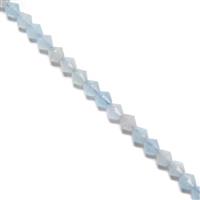 25cts Aquamarine Faceted Bicones Approx 4x4mm, 38cm Strand