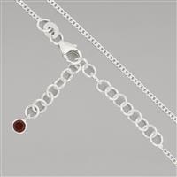 925 Sterling Silver Curb Chain, 18inch Extending To 20inch With 0.14cts Garnet Charm