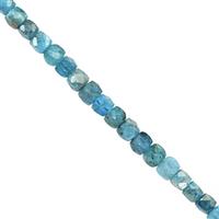 70cts Neon Apatite Faceted Cube Approx 3 to 4mm, 38cm Strand