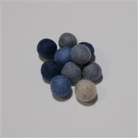 Blue/Grey Felt Pompoms, 20mm (20pk)