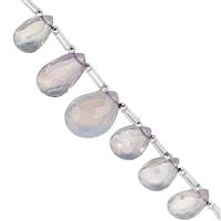 28cts Lavender Quartz Top Side Drill Graduated Faceted Pear Approx 7x5 to 12x8mm, 11cm Strand With Spacers.