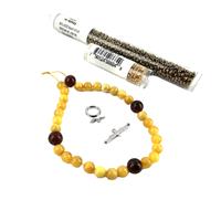 Dragonfly - 925 Sterling Silver Dragonfly Style Toggle Clasp Approx 15x20mm with Baltic Butterscotch (6mm) & Cherry (8mm) Amber Rounds