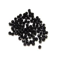 3mm Black Glass Faceted Rounds, 100pcs