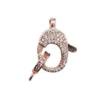 Rose Gold Plated Base Metal CZ Clasp Clip Design, 1PC