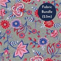 Terry Backed Jersey Pink Floral on Grey Fabric Bundle (2.5m)
