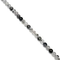 200cts Black Rutile Quartz Faceted Rounds Approx 8mm, 38cm Strand