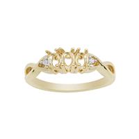 Gold Plated 925 Sterling Silver Trilogy Oval Ring Mount (To fit 4x3mm gemstones) Inc. 0.01cts White Zircon Brilliant Cut Round 1.25mm - 1Pcs