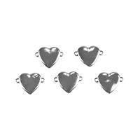 Silver Plated Base Metal Heart Connectors, 6mm (5pk)