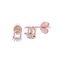 Rose Gold Plated 925 Sterling Silver Round Earrings Mount (To fit 5mm Gemstone) Inc. 0.05cts White Zircon Brilliant Cut Rounds 1mm- 1pair