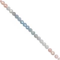 18cts Multi Aquamarine Micro Faceted Round Approx 3.25mm, 30cm Strand