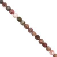 32cts Multi Rhodonite Faceted Round Approx 4mm, 25cm Strand