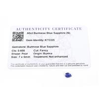 0.6cts Burmese Blue Sapphire 7x5mm Pear  (N)